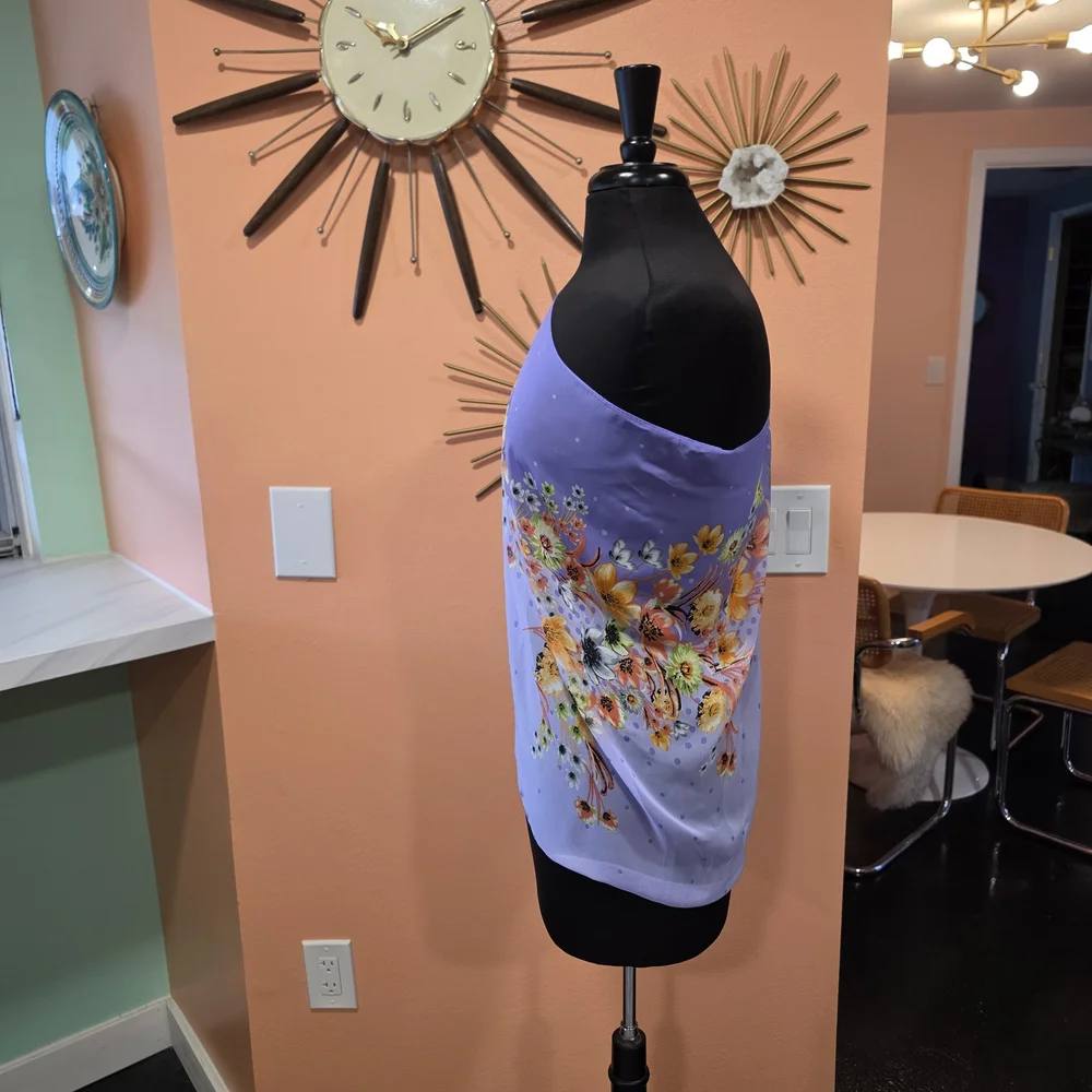 Y2K Vintage Sheer Poncho Fairycore Floral Lavender Wrap Boho Chic Feminine